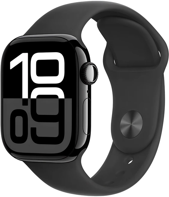 Apple 애플워치 10 GPS, 42mm, 제트 블랙 / 블랙 스포츠 밴드, S/M