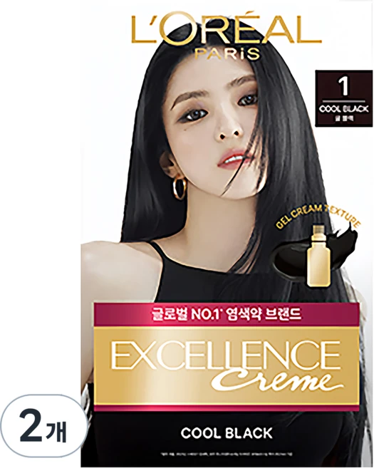 로레알파리 NEW 엑셀랑스 크림, 1호 쿨블랙, 2개