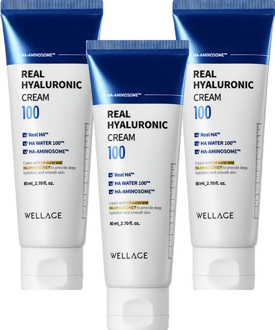 웰라쥬 리얼 히알루로닉 100 크림, 80ml, 3개