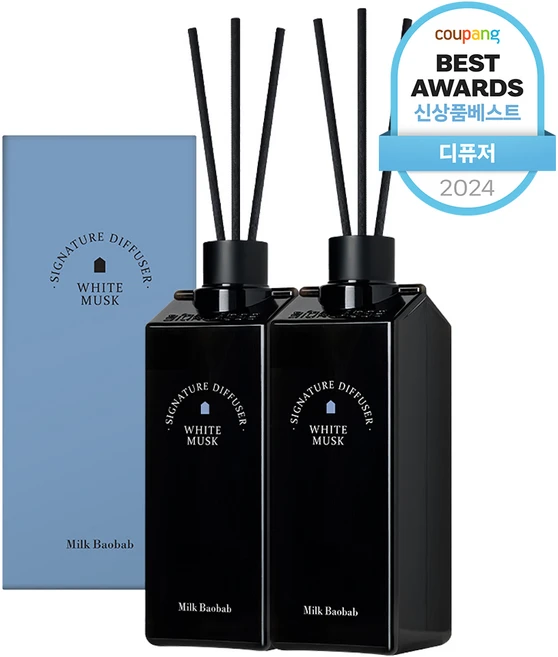 밀크바오밥 시그니처 대용량 디퓨저, 화이트머스크, 500ml, 2개