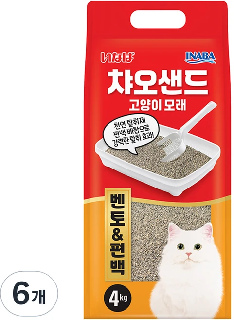 이나바 응고형 챠오샌드 벤토 & 편백 고양이 모래, 4kg, 6개, 무향