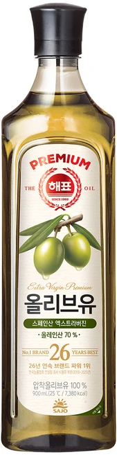 해표 압착 올리브유, 900ml, 1개