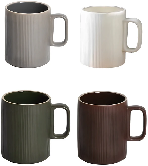 윤도자기 차곡 머그컵 380ml 4종 세트, 혼합색상, 1세트