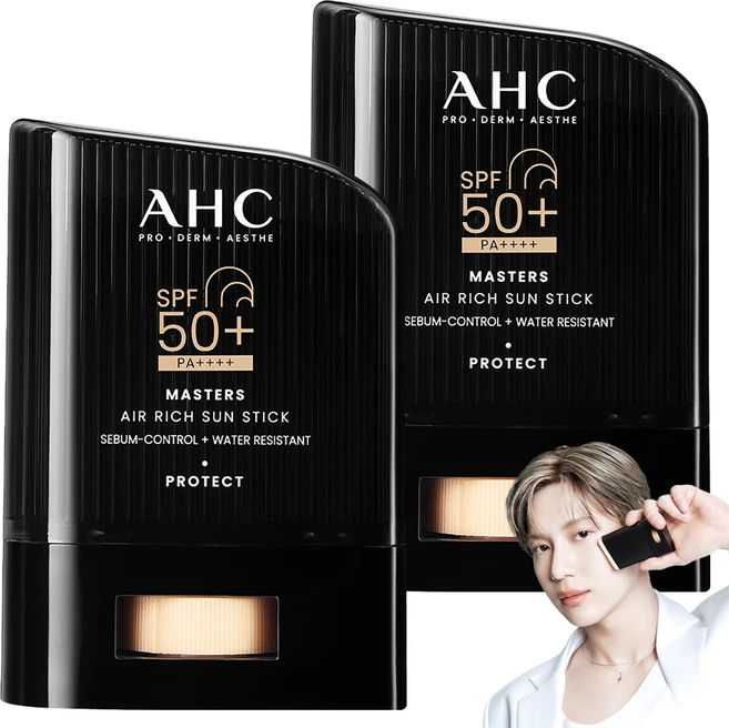 AHC 마스터즈 에어 리치 선스틱 SPF50+ PA++++, 14g, 2개