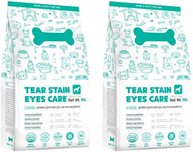 본아페티 강아지 기능성 사료, 눈물개선/눈건강, 1kg, 2개