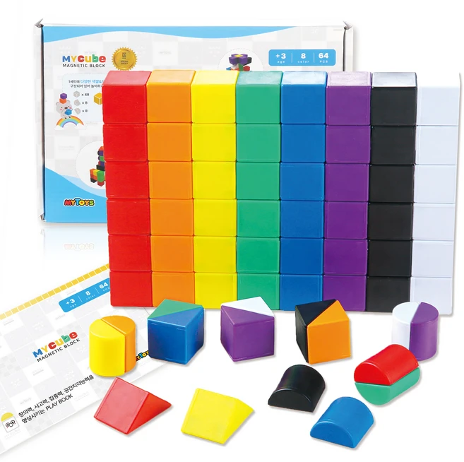 MYTOYS 마이큐브 자석블럭 2.4cm 64p, 1개, 8종