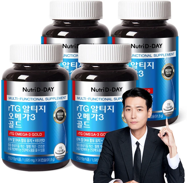 뉴트리디데이 rTG 알티지 오메가3 골드, 90정, 4개