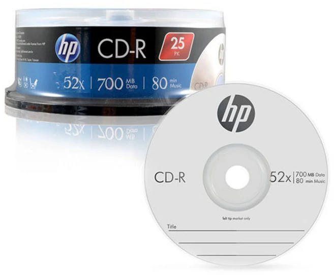 HP CD-R 52X 700MB 25p + 케익 트레이, 1개