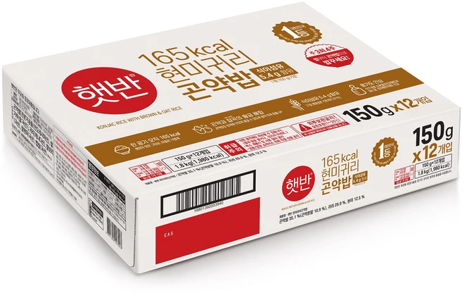 햇반 현미귀리곤약밥, 150g, 12개