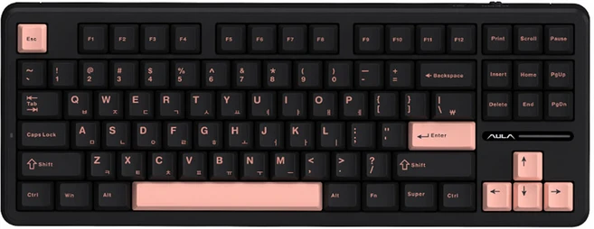 AULA LEOBOG 독거미 한글 펀키스 유선 기계식 키보드 세이야축, 다크 올리비아, F87Pro, 제조사축