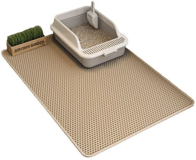 티유 고양이 사막화방지 화장실 벌집모양 모래매트(60x90cm), 베이지, 1개