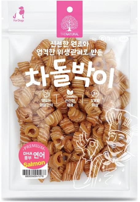 더내추럴 강아지 차돌박이 건조간식, 연어, 500g, 1개