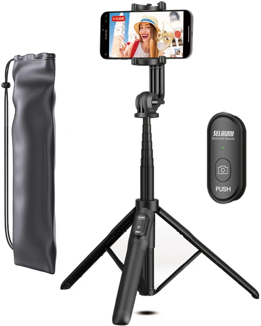 셀루미 155cm 롱레인지 무선 블루투스 올인원 삼각대 셀카봉, SEL-GT1550M (블랙), 1세트