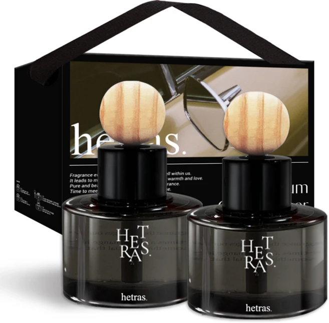헤트라스 프리미엄 차량용 디퓨저 77ml x 2p + 리본끈 선물세트, 호텔우드향, 1세트