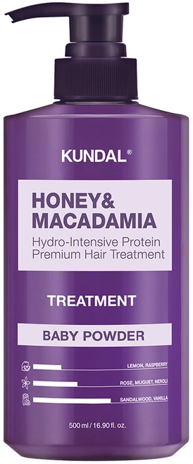 쿤달 허니 앤 마카다미아 헤어트리트먼트 베이비파우더향, 500ml, 1개