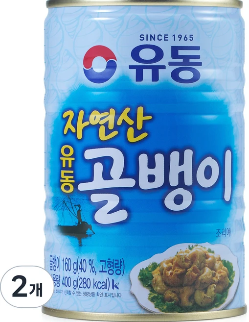 유동 자연산 골뱅이 통조림, 400g, 2개