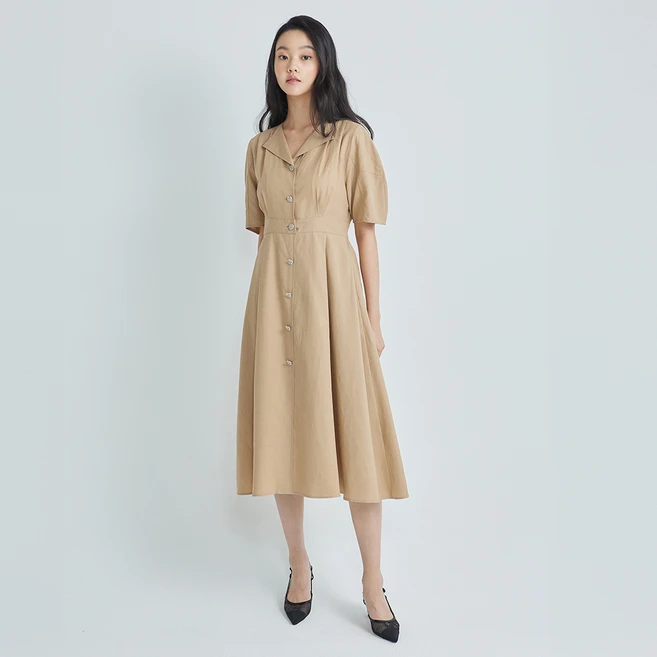 나이스클랍 볼륨 소매 카라 원피스