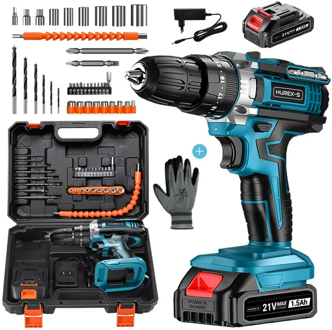 휴렉스S 블라스트 터보 가정용 무선 전동 드릴 드라이버 세트, 1개