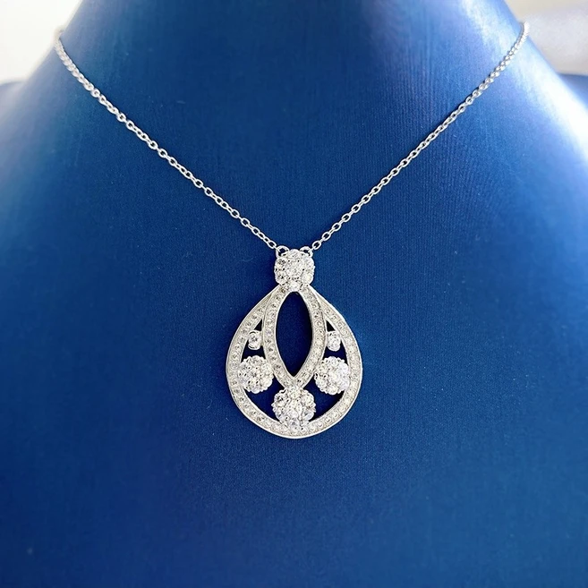 눈꽃 물방울 김건희목걸이 실버S925 화이트골드도금