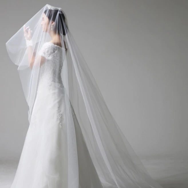 웨딩케이 롱 웨딩 베일 면사포 A316 롱무지면사포2번