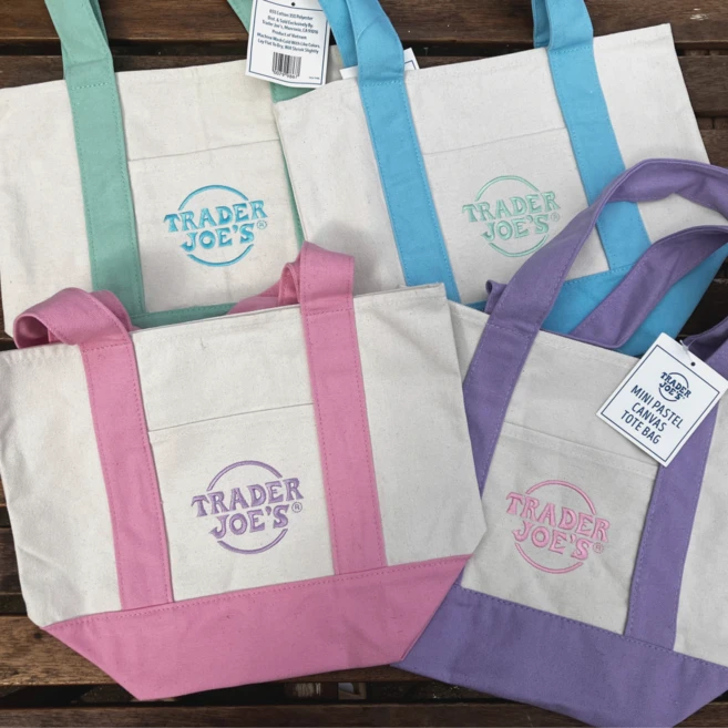 [NEW]트레이더조 미니 파스텔 에코 캔버스 백 Trader Joe's Mini Pastel Canvas Tote Bags 핑크 베이비 블루 민트그린 라벤더
