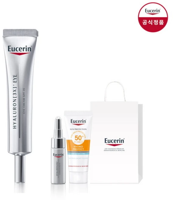 [유세린] 하이알루론 3X 아이크림 15ml [증정]3X컨센트레이트 미니 5ml + 선 페이스 하이드로 프로텍트 5ml 미니 + 쇼핑백(소), 상세 설명 참조, 1개