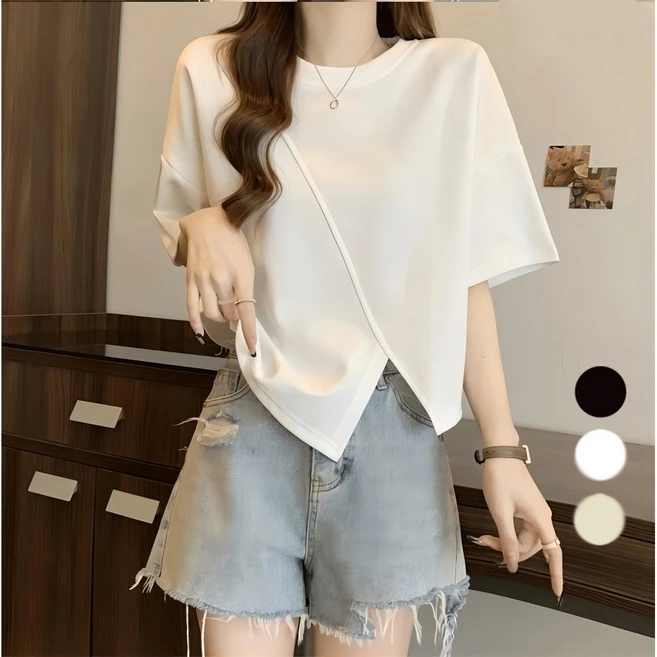 ANYOU 여성 여름 루즈핏 반팔 티셔츠