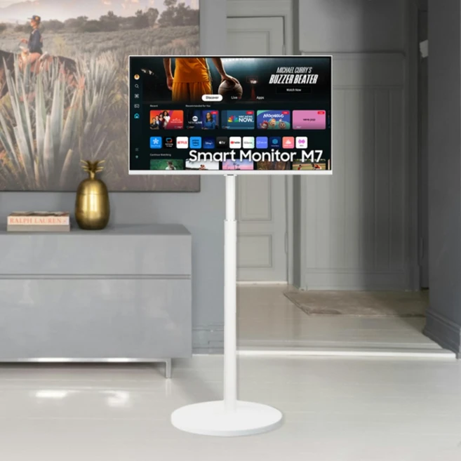스마트모니터 M7 S32DM701 화이트 32인치 UHD 4K IPTV + 이동식 스탠드, 80cm, M7 모니터 화이트 + 이동식 스탠드 화이트