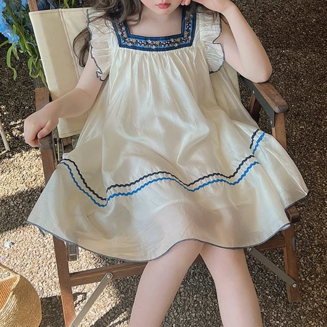 구빠방 아동 레이스 쉬폰 플라워 원피스