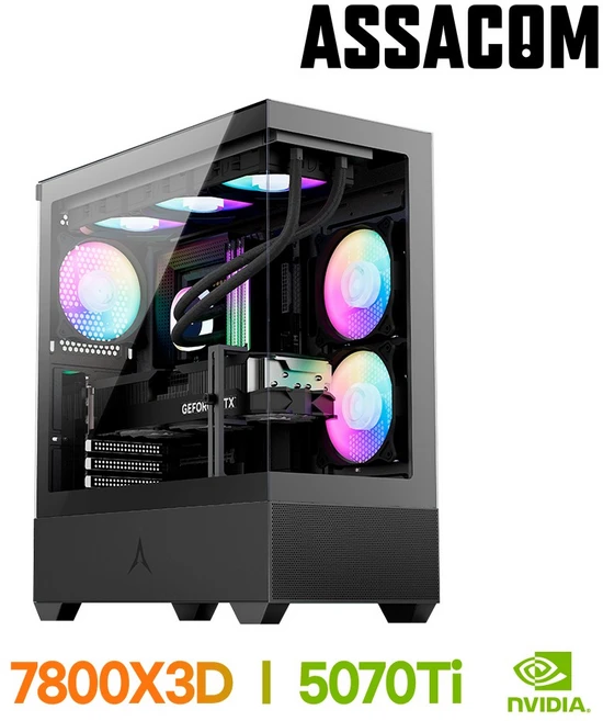 [아싸컴] 조립pc 게이밍 고사양 게임용 데스크탑 롤 배그 본체 인텔 AMD 컴퓨터, 17. 7800X3D+5070Ti, Free DOS, 500GB, 32GB, 블랙