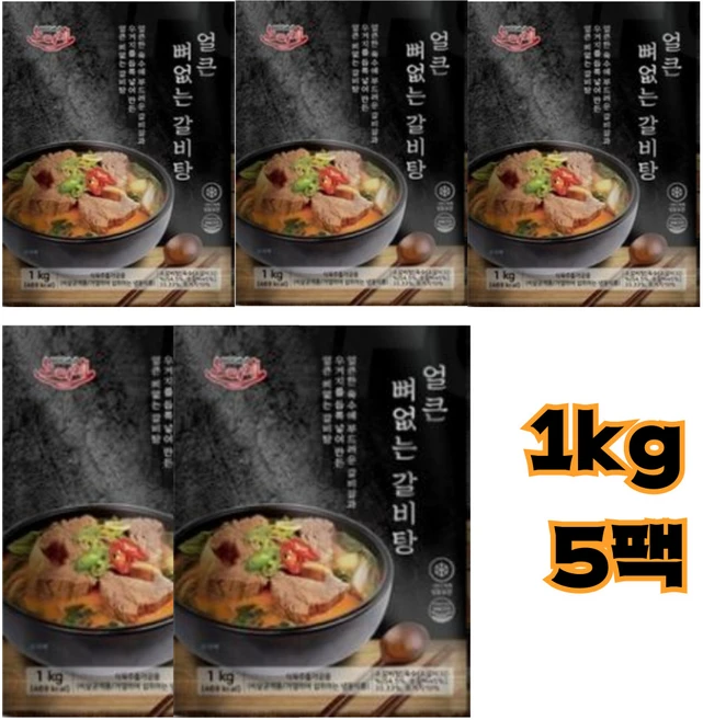 노다지 얼큰 뼈없는 갈비탕 해장국, 1kg, 5개