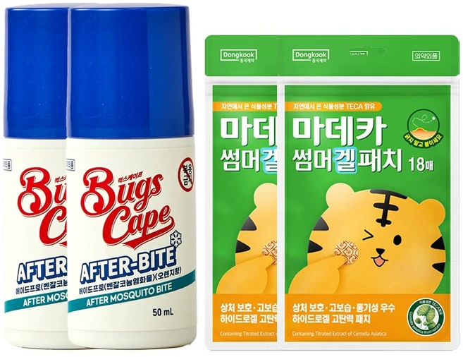 동국제약 벅스케이프 에프터바이트 50ml + 썸머 겔 패치 18매 상처보호 의약외품 하이드로겔 여름 야외활동 필수템 썸머패치 모기 물렸을 때 모기 상처 벌레물린 후, 2개