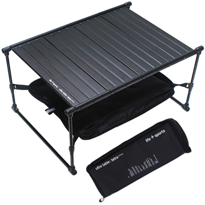 라이프스포츠 테트라 백패킹테이블 캠핑 경량 테이블 580g, 블랙
