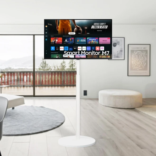 스마트모니터 M7 S32DM701 화이트 32인치 UHD 4K IPTV + 이동식 스탠드, 80cm, M7 모니터 블랙 + 이동식 스탠드 화이트