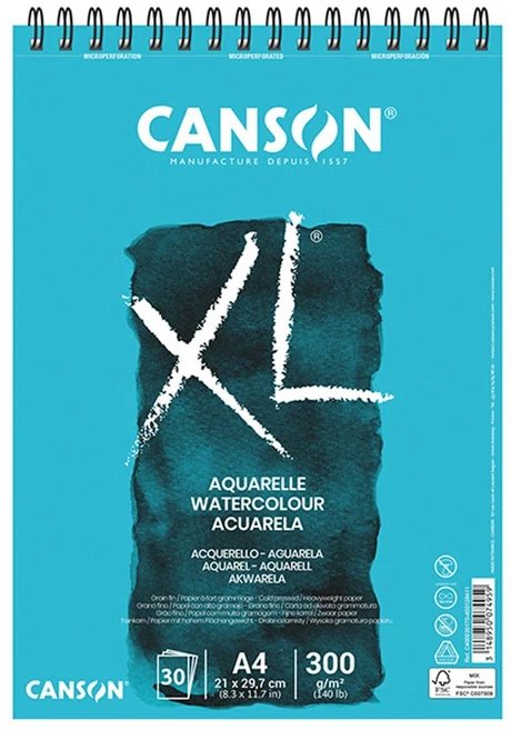 캔숀 XL 수채 스프링스케치북 300g A4 30매 드로잉 워터북 미술 전문가, 단품, 단품, 1개