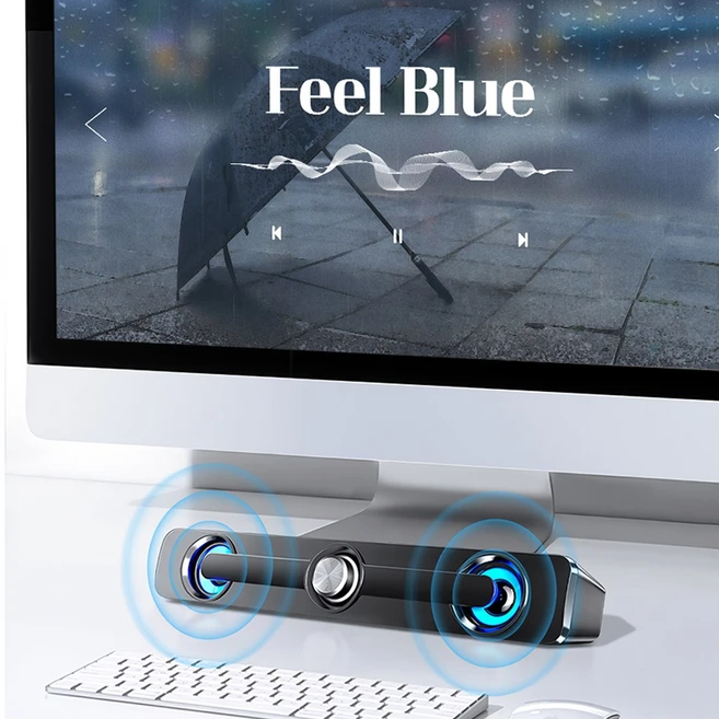 위니즈 USB 유선 게이밍 PC 스피커, 화이트, WZ-V196