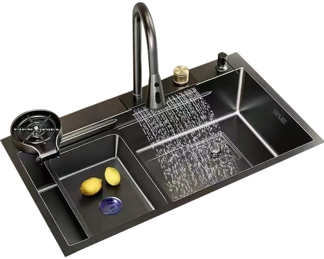 Masarry 현대 다기능 사각 싱크볼 주방 씽크대 싱크대 사각볼 사각씽크볼 + 세정제용기 + 컵세척기, 1세트