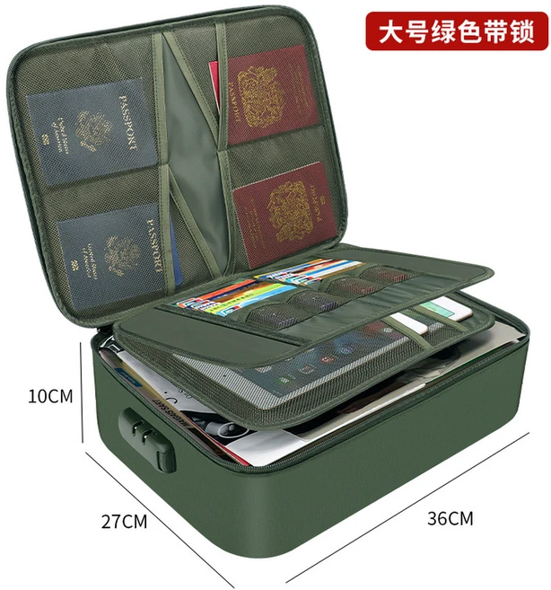 내화가방 방수 보관 방폭 화재 안전 문서 서류 파우치 잠금 핸드백 가방 파일 보석, 1개