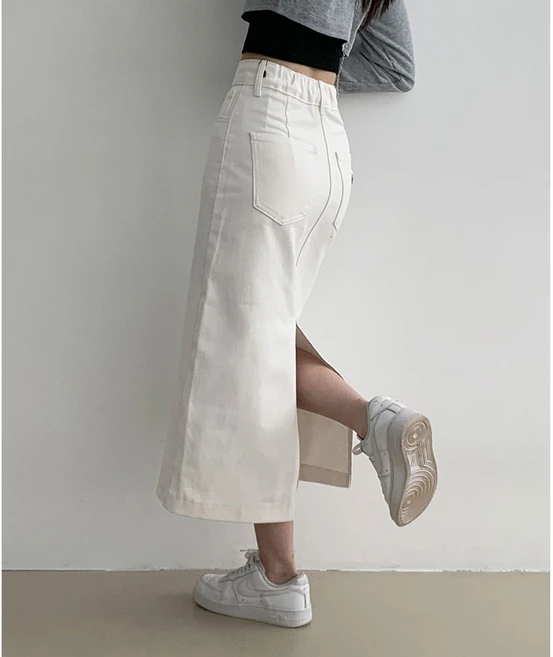 부기샵 숏&롱 2단기장 여성 롱 스커트 헤이블 코튼 롱 스커트