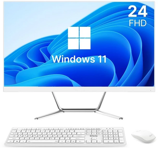 디클 24인치 N5095 올인원 일체형PC 윈도우11포함 무선키보드 마우스 증정, 화이트, A238N, 256GB, 8GB, WIN11 Home