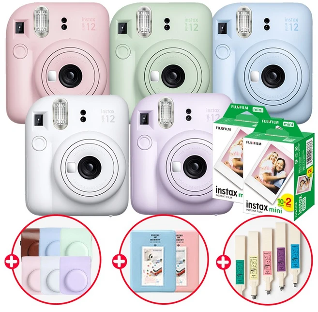 인스탁스 미니12카메라+필름40장+가방+앨범+스트랩 즉석카메라, 화이트, 1개