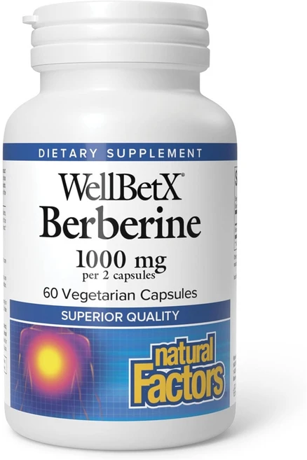 네추럴팩터스 베르베린 1000mg 베지테리안 캡슐 글루텐 프리 무설탕 비건, 60정, 1개