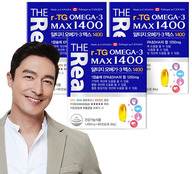 더리얼 알티지 오메가3 맥스1400, 60정, 3개