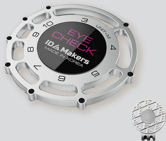 아이디메이커스 아이체크 볼마커 퍼팅 거리측정 골프 선물 세트, 1세트, 실버핑크