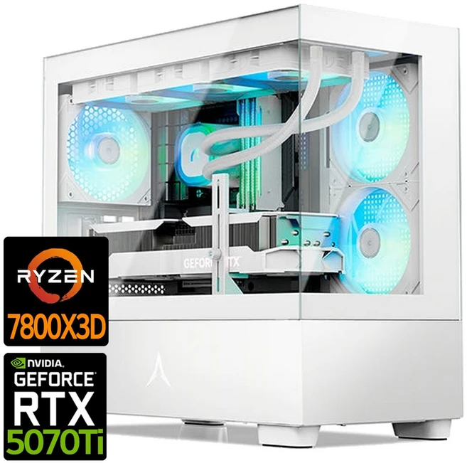 RTX5070Ti 게이밍 AMD 7800X3D 조립PC 화이트 수냉 게임최적화 컴퓨터, RTX5070Ti+AMD7800X3D, Free DOS, 1TB, 32GB