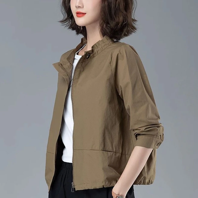 지고다그 중년 여성 봄가을 점퍼 캐주얼 바람막이 루즈핏 짧은 자켓 아우터 SX68540
