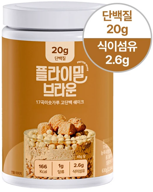 플라이밀 단백질 쉐이크 브라운 미숫가루맛 대용량, 630g, 1개