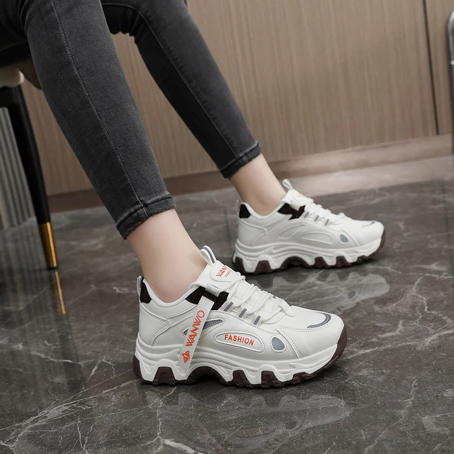 POVEST 키높이운동화 여성 통굽 운동화 패션 워킹화 5cm 스니커즈 NXZ-009-93