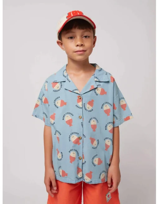 보보쇼즈 25SS 아동 셔츠 Morning Egg denim shirt B125AC026