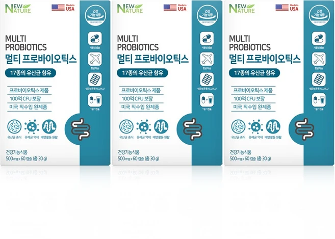 뉴네이처 멀티 프로바이오틱스, 60정, 3개